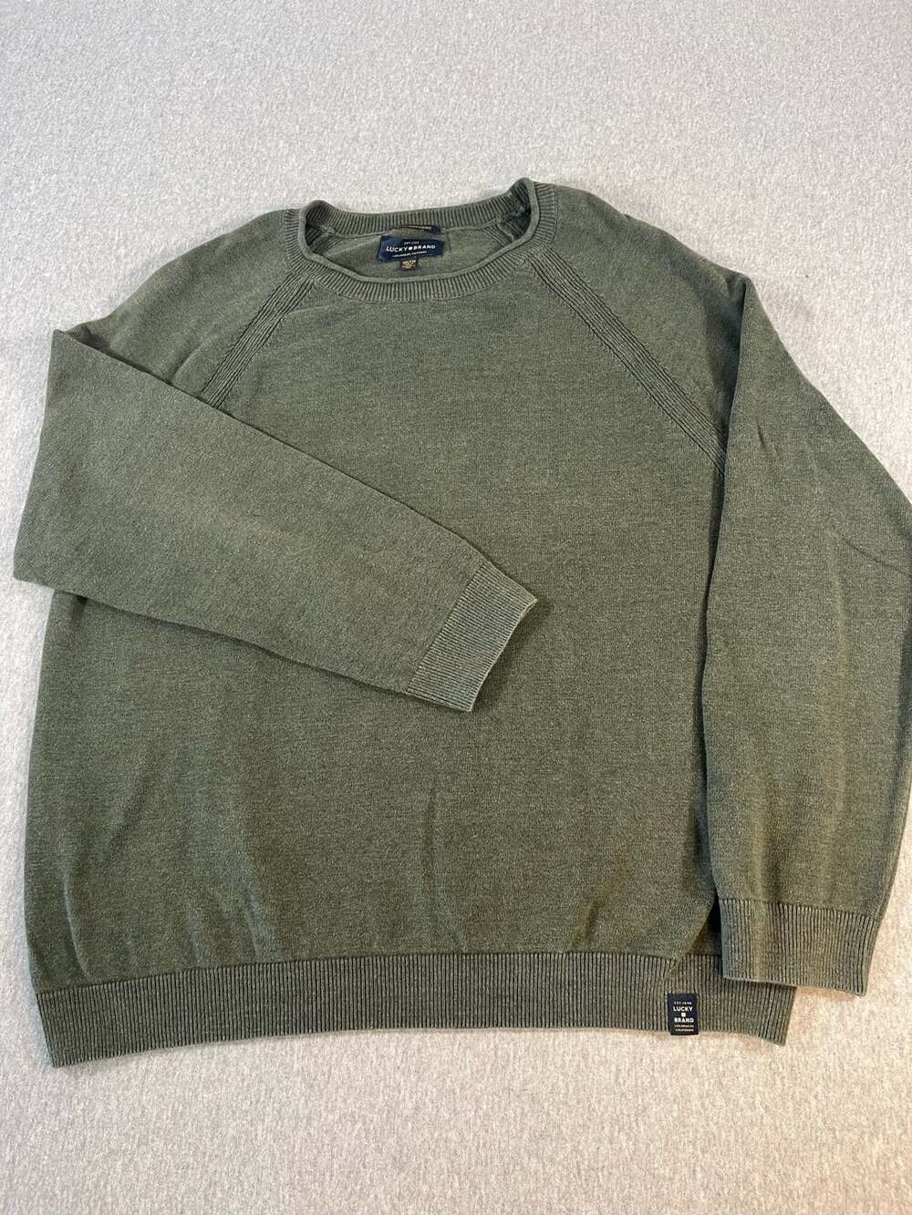 Lucky Brand Welterweight Crew Neck Long Sleeve Green Sweater Men's XXL